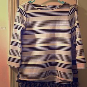 Black and White striped 3/4 sleeve